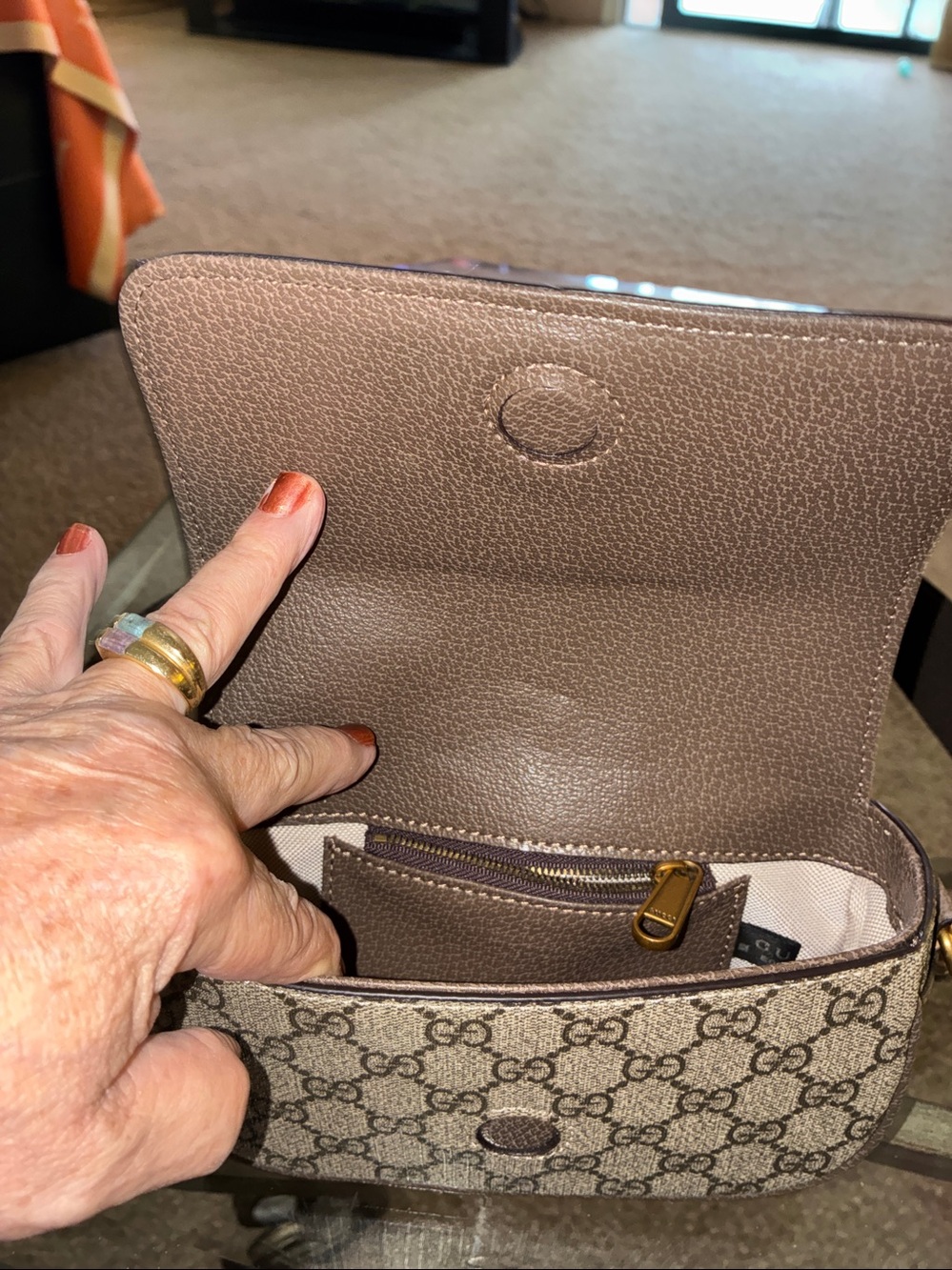 Beige Supreme Crossbody with Green-Red Web Stripe copy - Picture 6 of 14